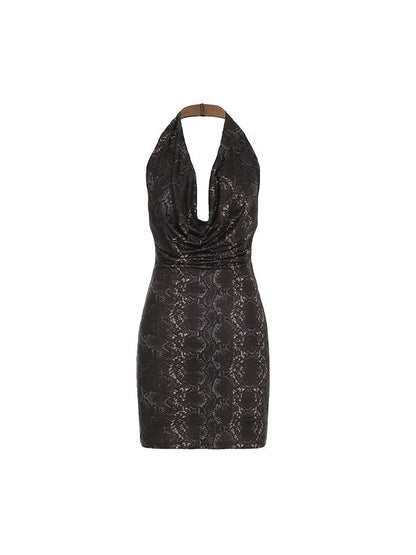 Brown Y2k Low-cut Neckline Mini Dress