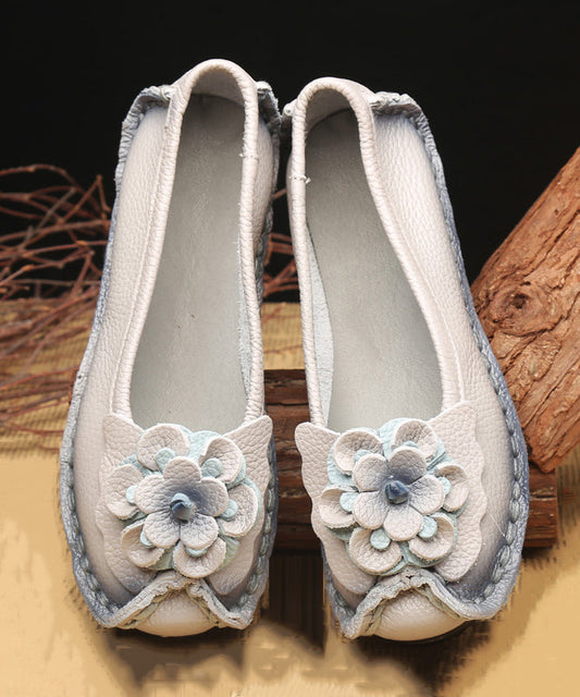 Light Grey Flower Splicing Flat Shoes