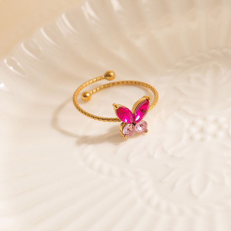 Elegant Pink Crystal Ring