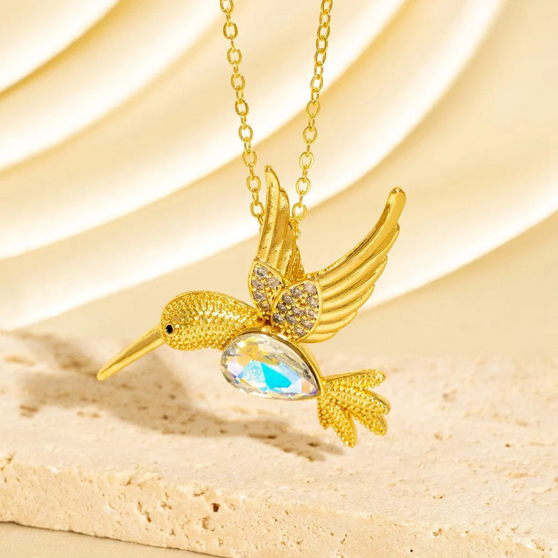 Elegant Crystal Hummingbird Necklace