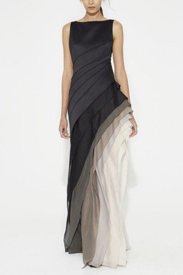 And Mysterious Tulle Gradient Cascading Design Gown Maxi Dress