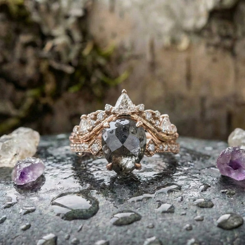 Vintage Nature Stone Gold & Silver Ring