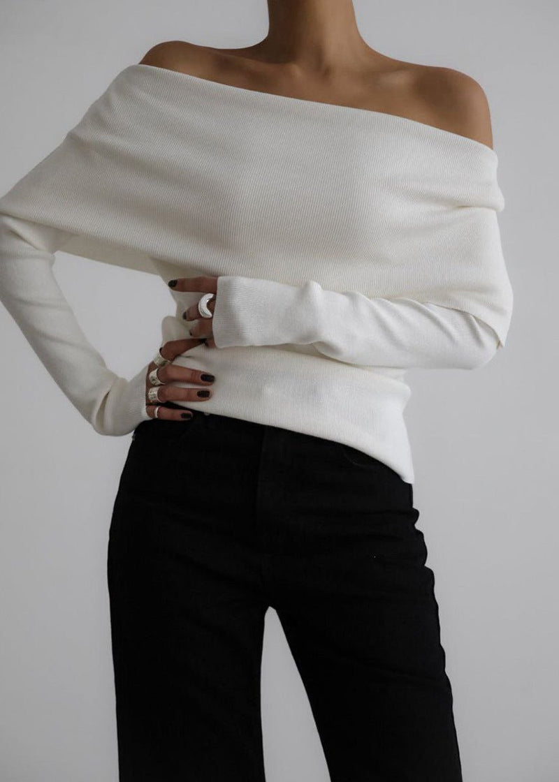 Off-shoulder Knit Sweater