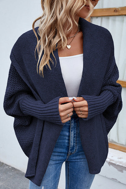 Color Dolman Sleeve Knitted Cardigan