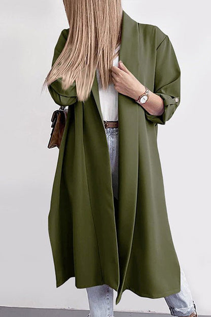 Lapel 3/4 Sleeve Slit Cardigan