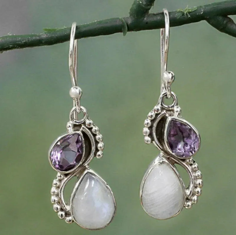 Elegant Amethyst Moonstone Earrings