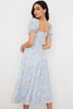 Blue Puff Sleeve Midi Dress