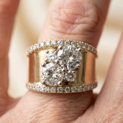 Vintage Golden Bright Zirconia Ring