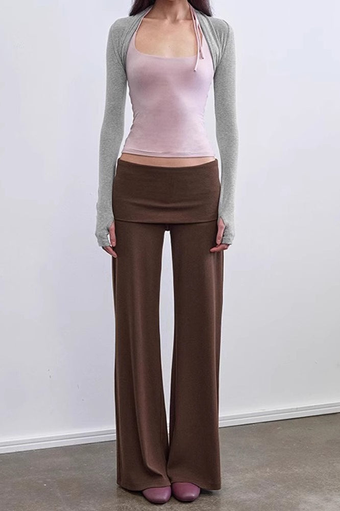Knit Foldover Waist Flowy Pants