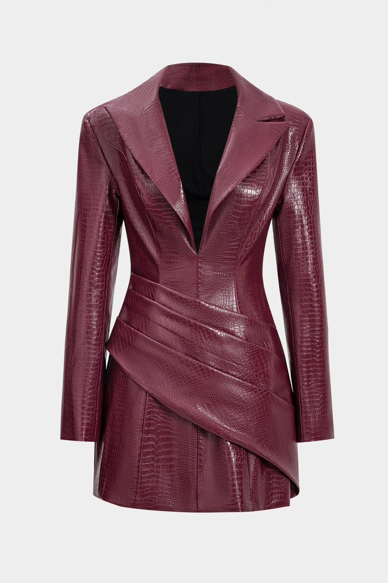 Lesley Faux Leather Plunge Neck Blazer Mini Dress