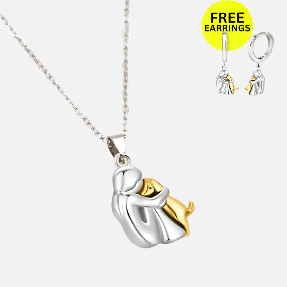 Hug Pendant Necklace With Bonus Earrings – Limited Time Offer