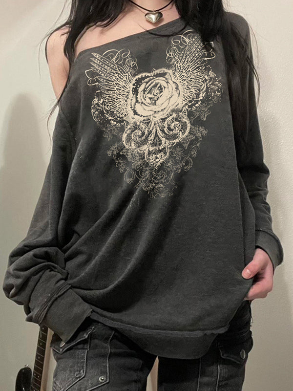 Gray Niche Design Rose Sweatshirts