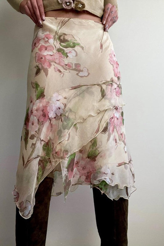 Color-blocked Print Bodycon Midi Skirt