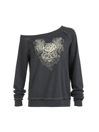 Gray Niche Design Rose Sweatshirts