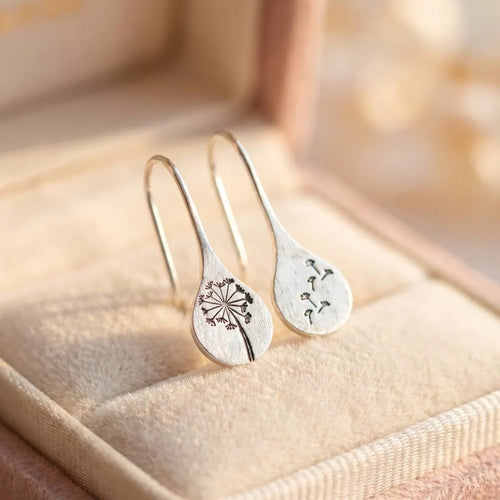 925 Sterling Silver Dandelion Leaf Earrings