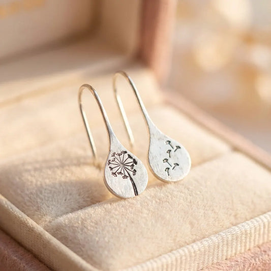 925 Sterling Silver Dandelion Leaf Earrings