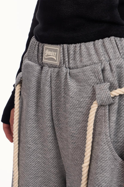 Drawstring Elastic Waist Wide Leg Sweat Pants