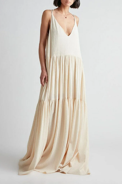 Resort Deep V-neckline Strappy Maxi Dress