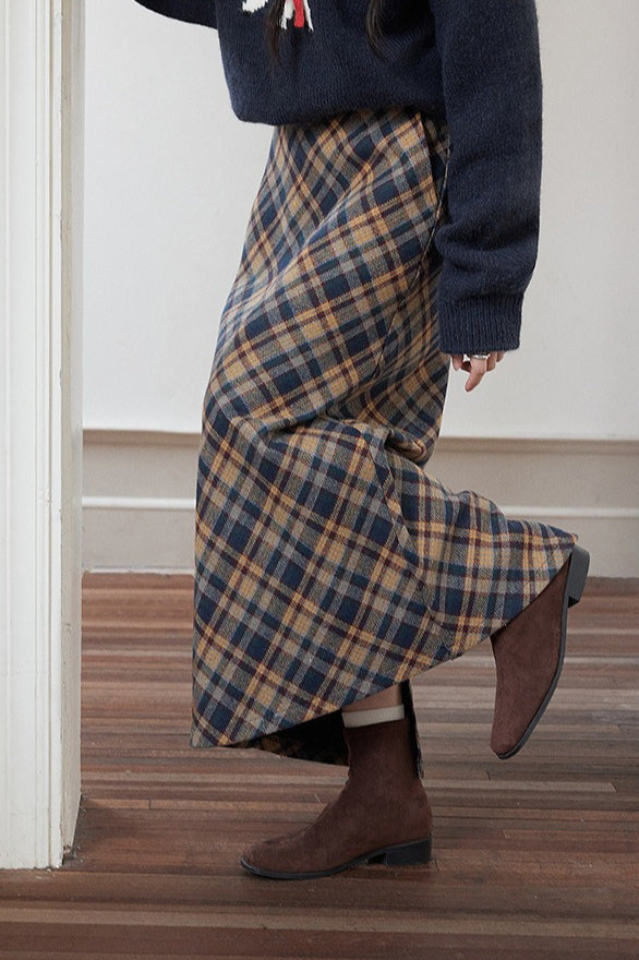 High-waist Plaid Pencil Skirt