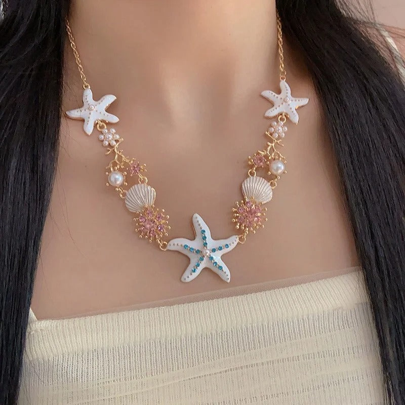 Romantic Starfish Pearl Necklace