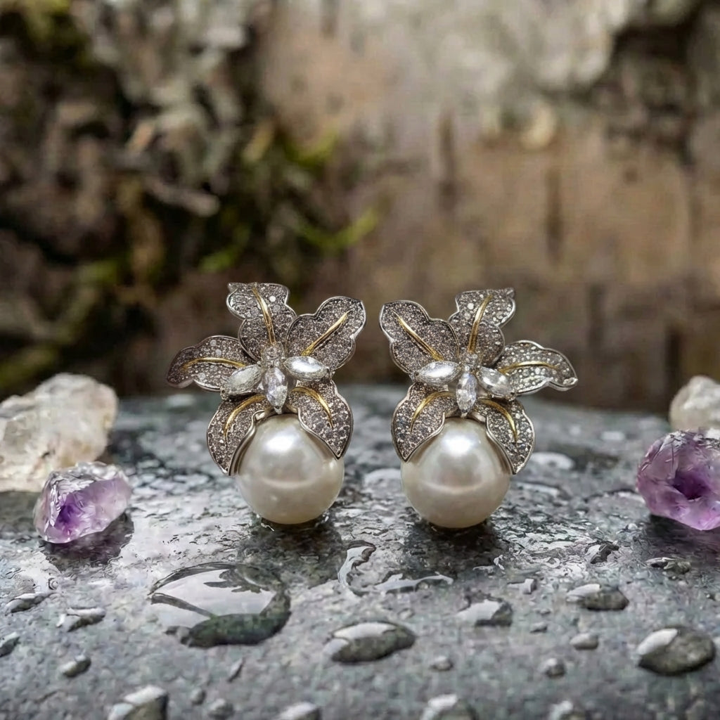 Elegant Flower Pearl Earrings