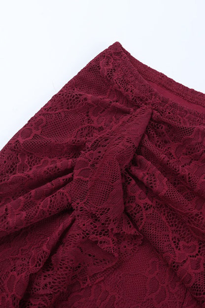 Lace Ribbon Slim Flare Pants