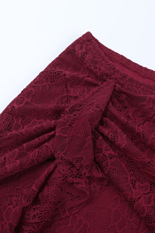 Lace Ribbon Slim Flare Pants