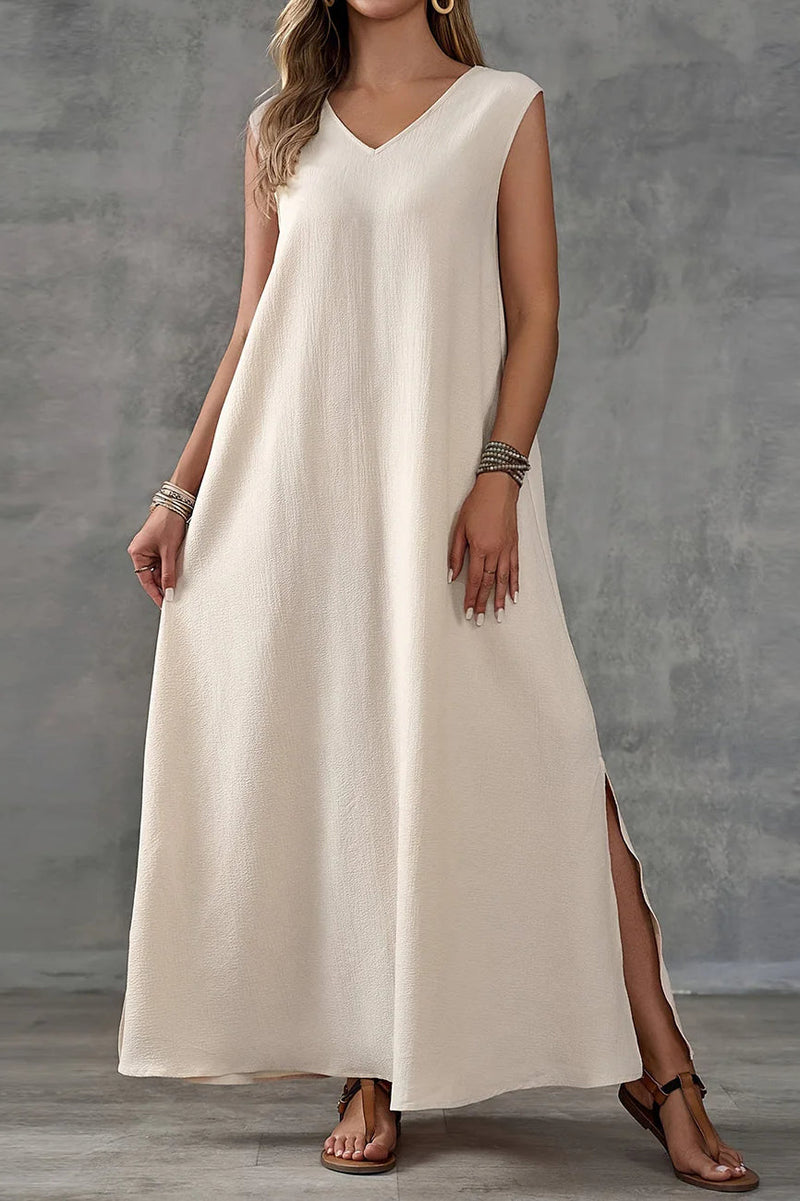 Sleeveless V-neck Side Slit Maxi Dress