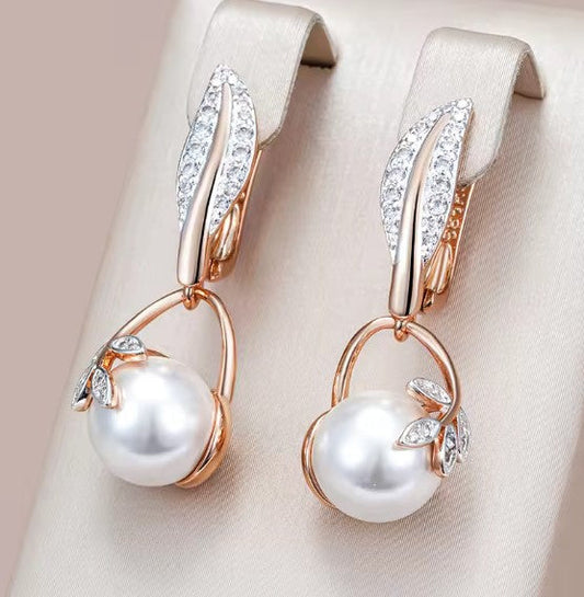 Vintage Crystal Flower Pearl Drop