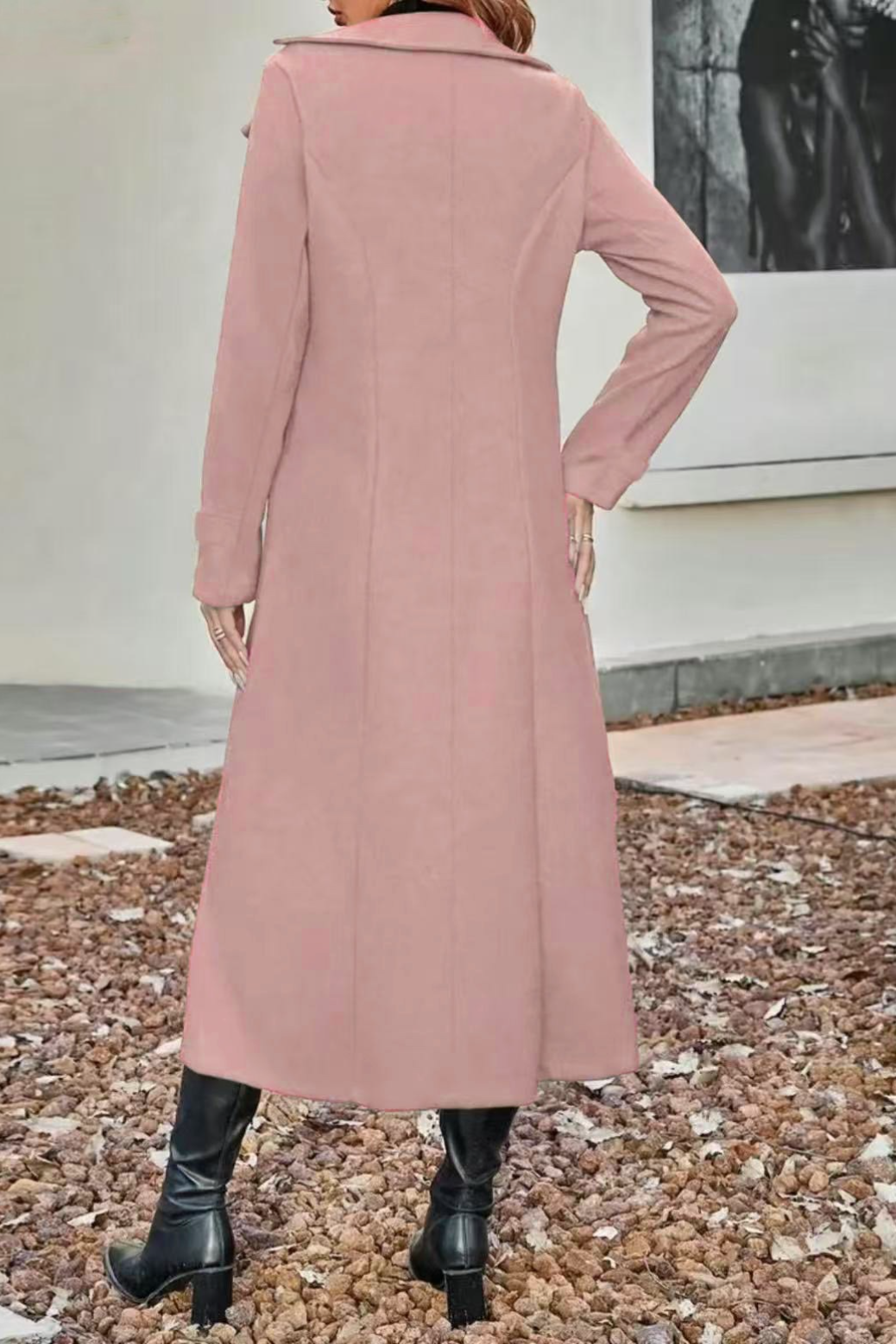 Wool Blend Lapel Double Breasted Overcoat