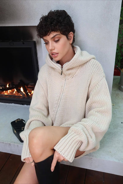 Asymmetrical Zipper Loose Comfort Sweater