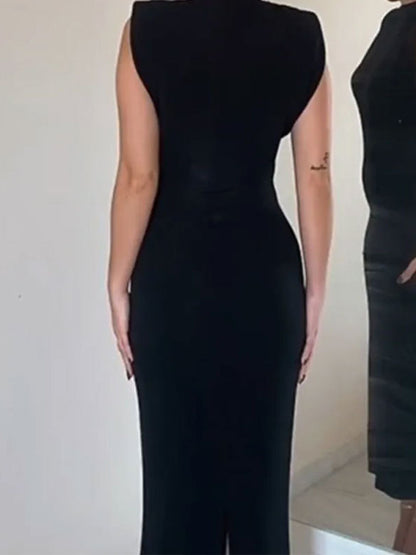Skinny Color Zipper Mock Neck Midi Dresses