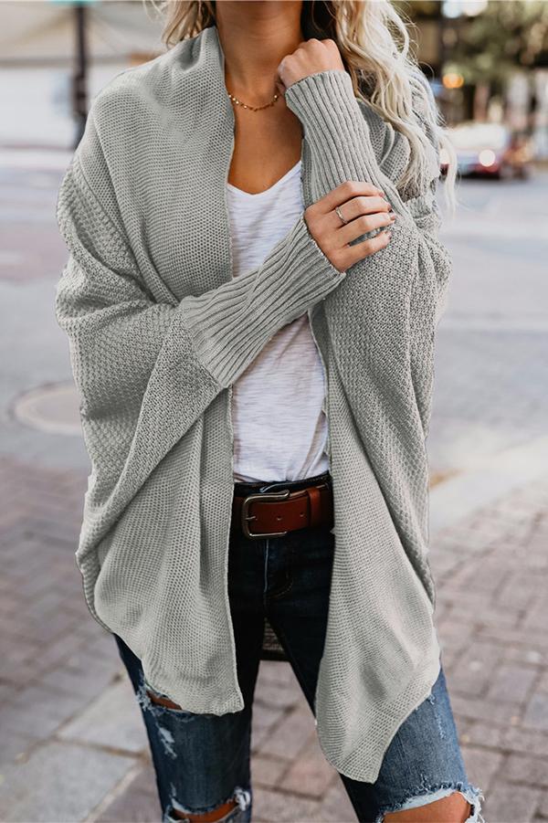 Bat Sleeve Long Knitted Cardigan Sweater