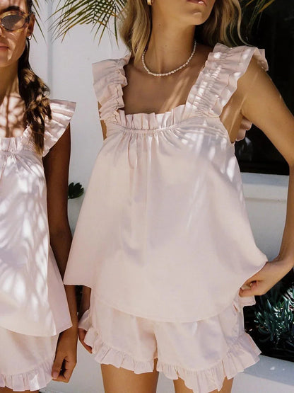 Always Cotton Sling Ruffle Shorts Set