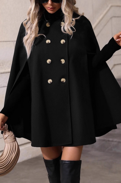 Double Breasted Loose Slim Wool Mid Length Coat