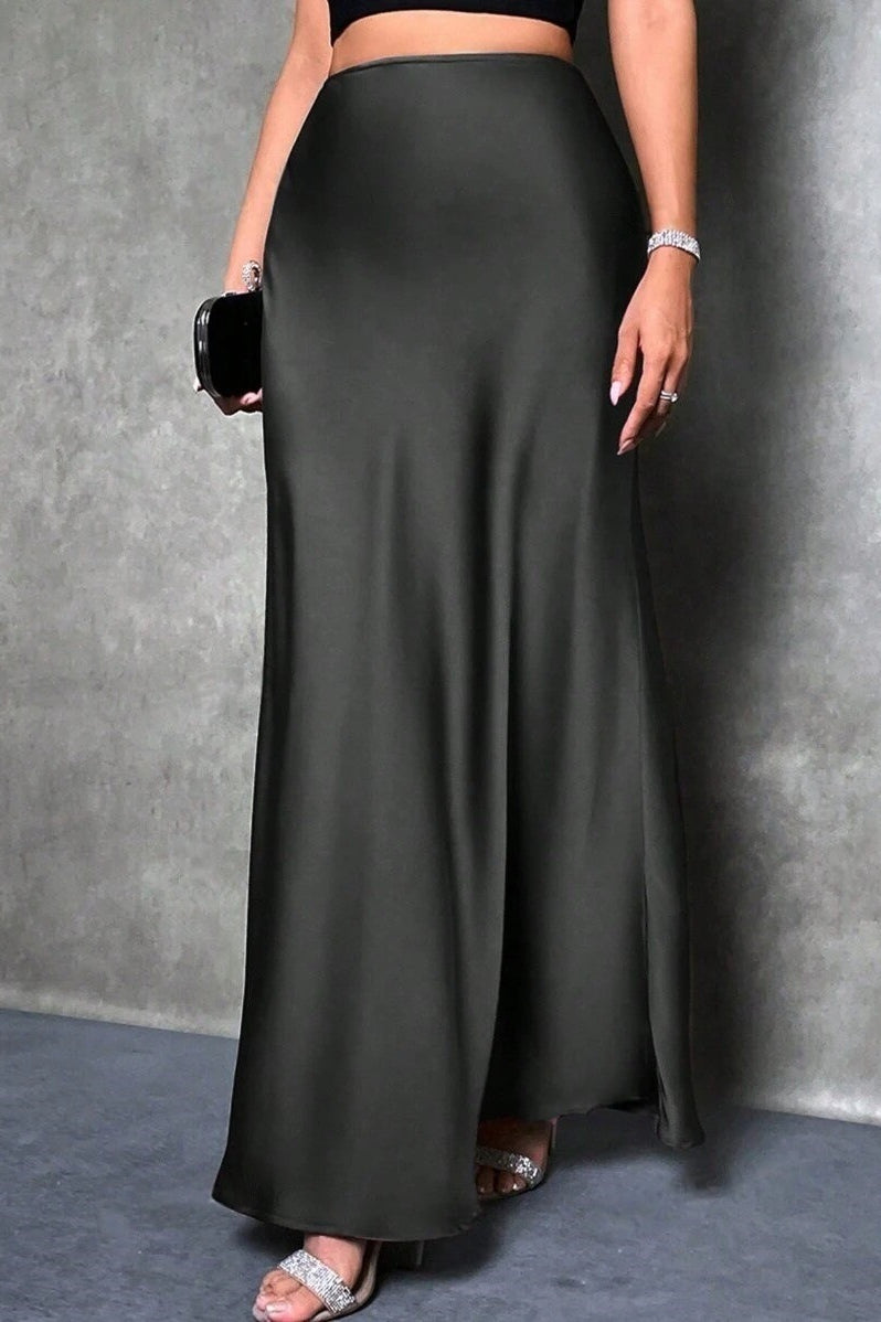 Silky High Waist Satin Maxi Skirt