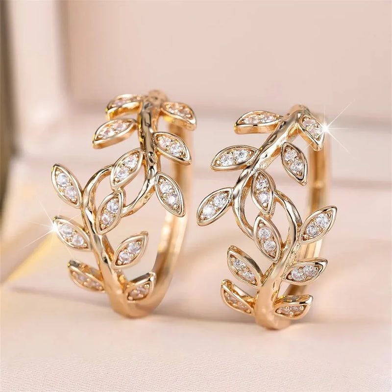 Elegant Leaf Hoop Earrings
