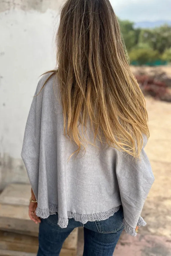 Color Loose Long Sleeve Lace Knitted Sweater
