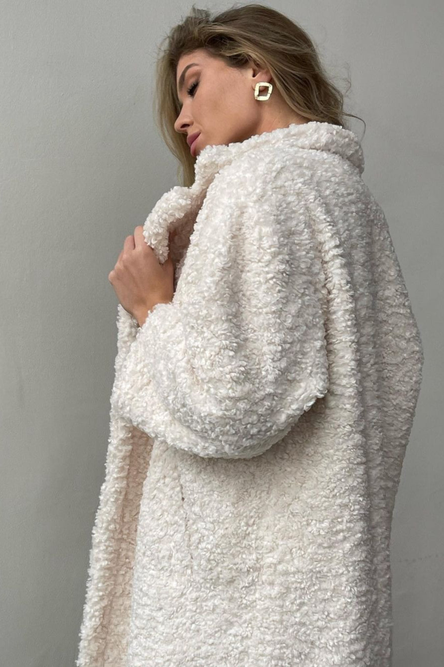 Office Lapel Plush Long Sleeve Coat
