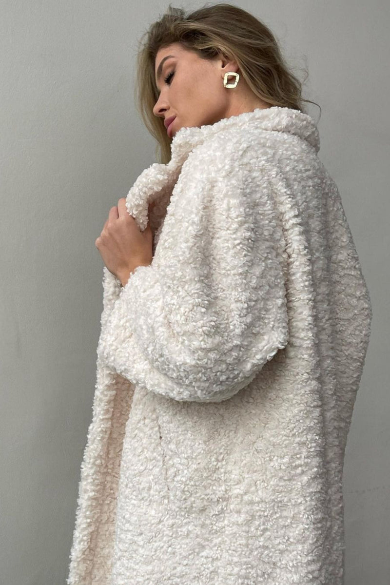 Office Lapel Plush Long Sleeve Coat