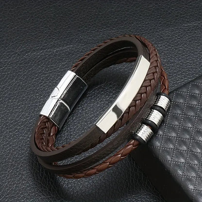 Luxurious Beaded Pu Bracelet Magnetic Buckle
