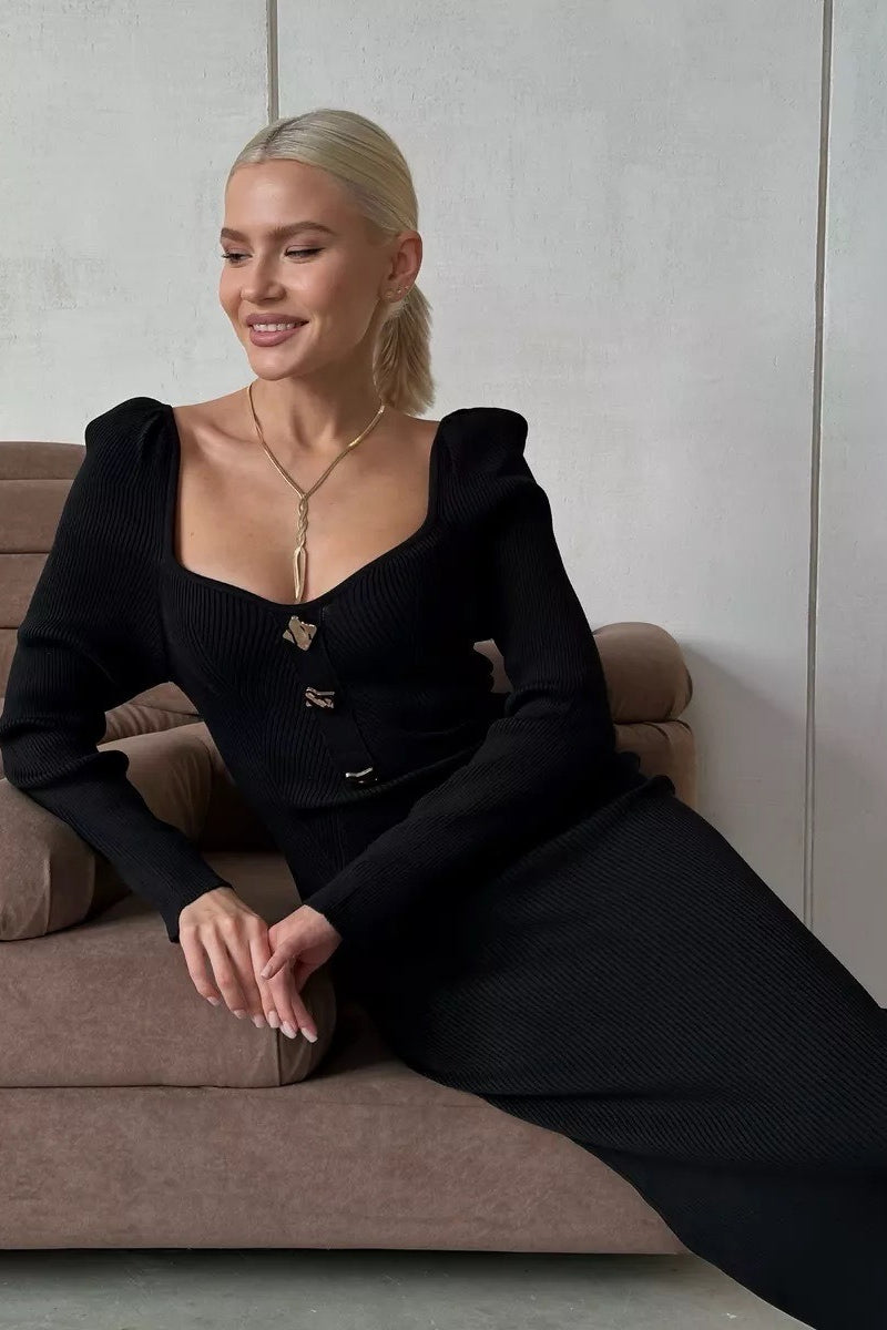 Knit High Waist Bodycon Midi Dress