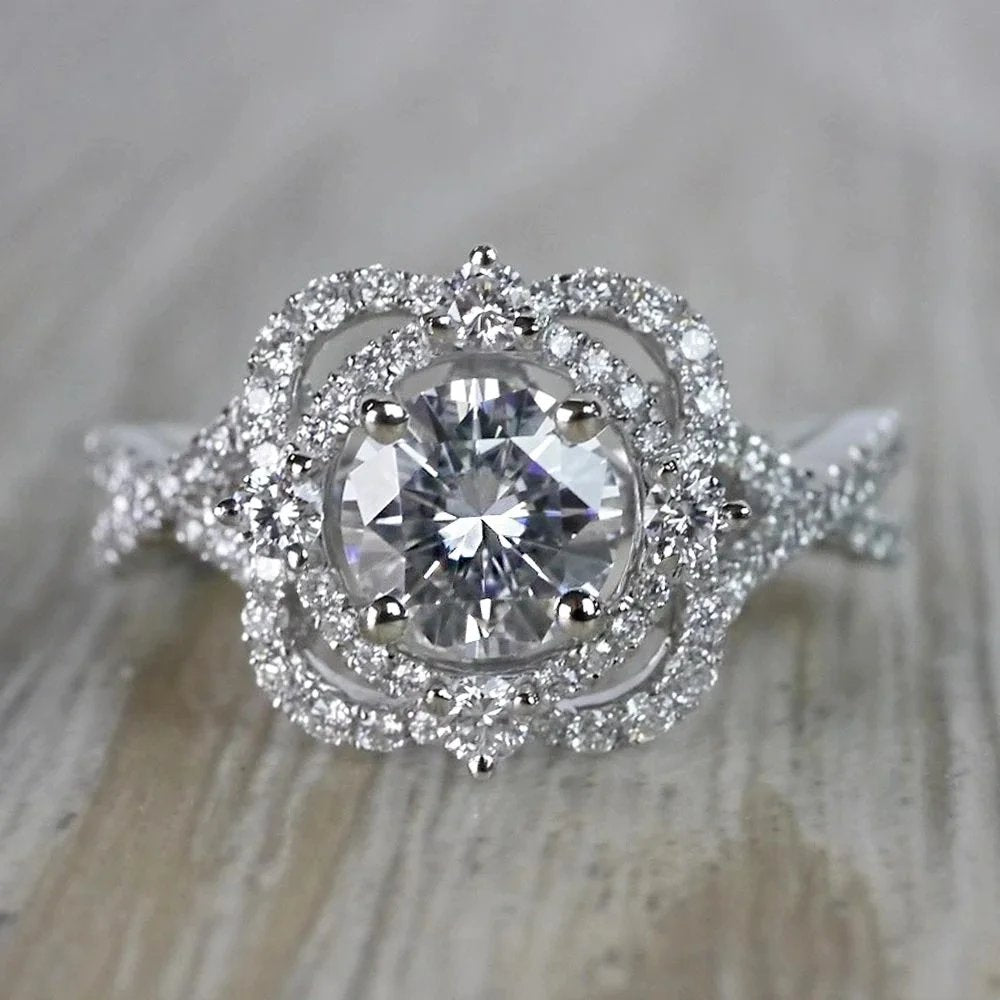 Elegant Crystal Halo Ring