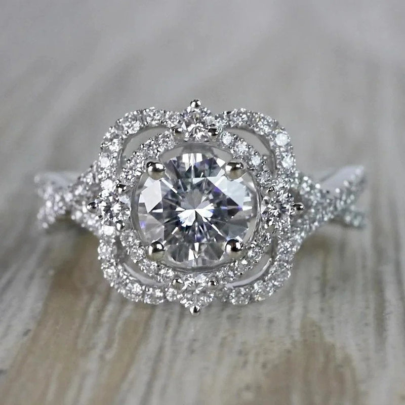 Elegant Crystal Halo Ring