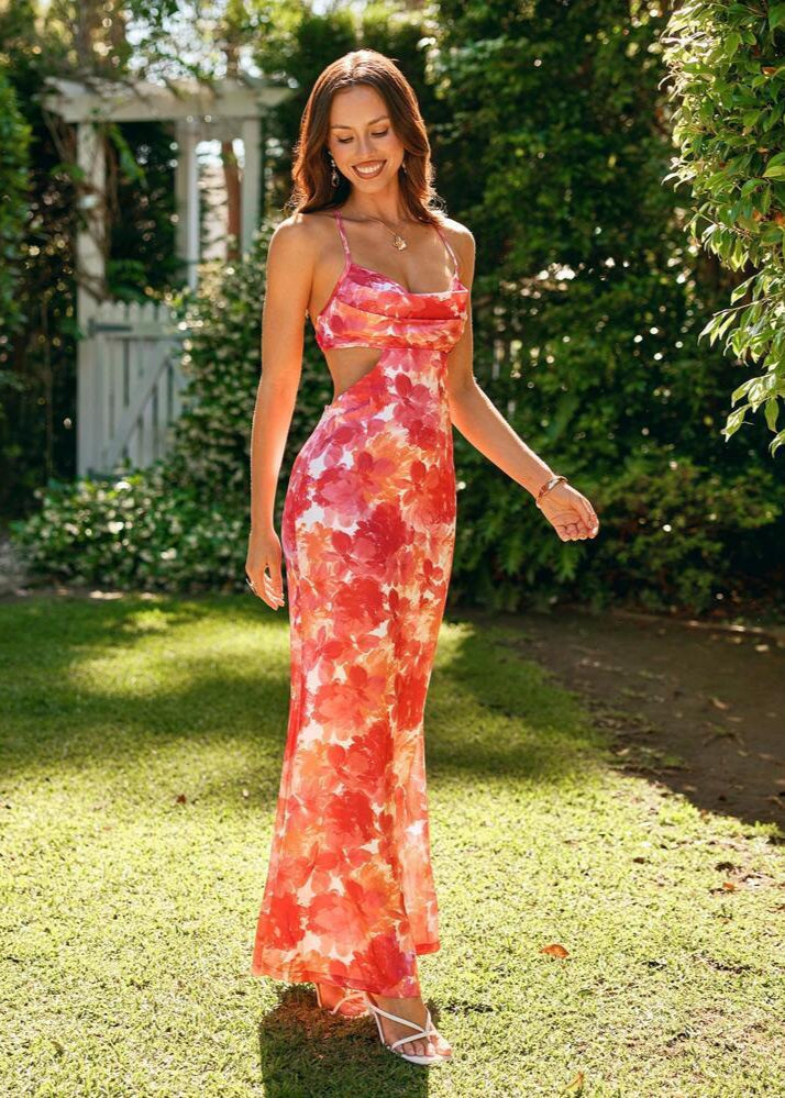 Carmen Cross-back Maxi Dress – Fitted Silhouette With Open Back