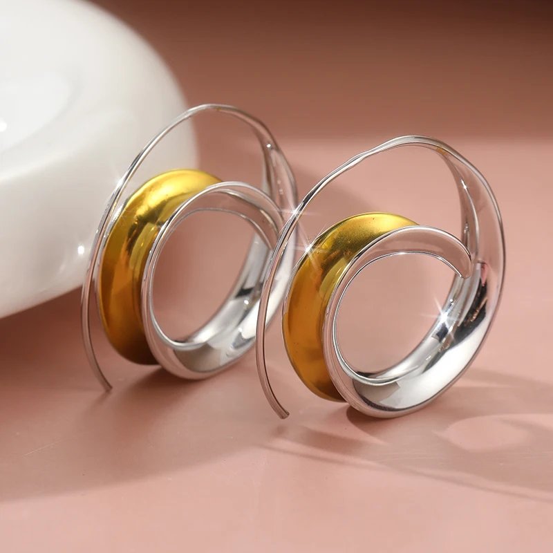 Elegant Two Tone Hoop Earrings