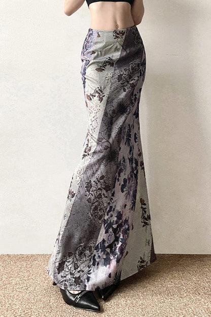 Botanical Print Bodycon Maxi Skirt