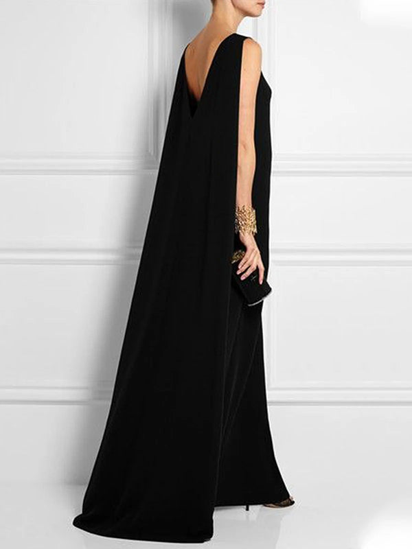 Loose Simple Color Sleeveless V-back Maxi Dress