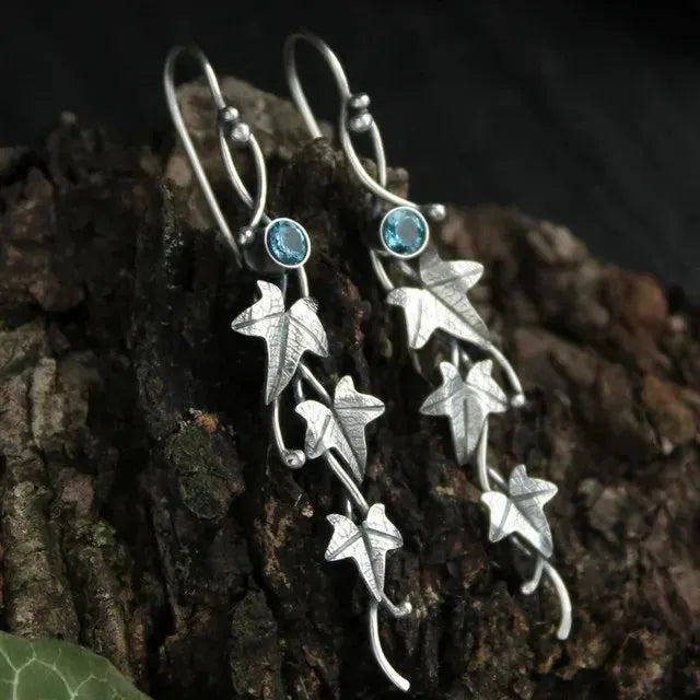 Vintage Silver Leaf Earrings