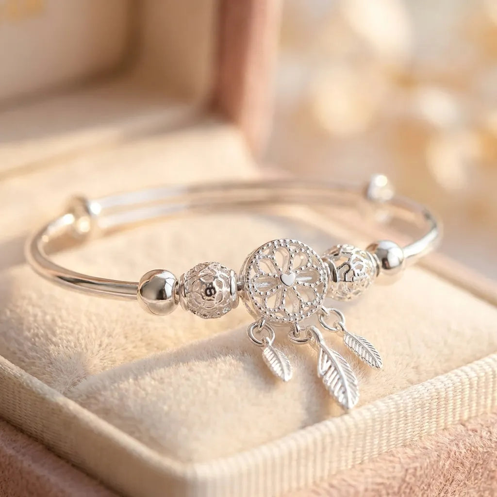 925 Silver Adjustable Dreamcatcher Bracelet